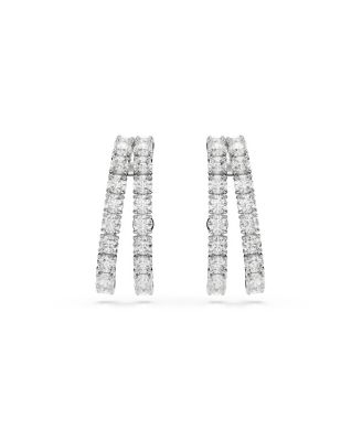 Matrix White, Rhodium Plated Round Cut Cuff Earrings