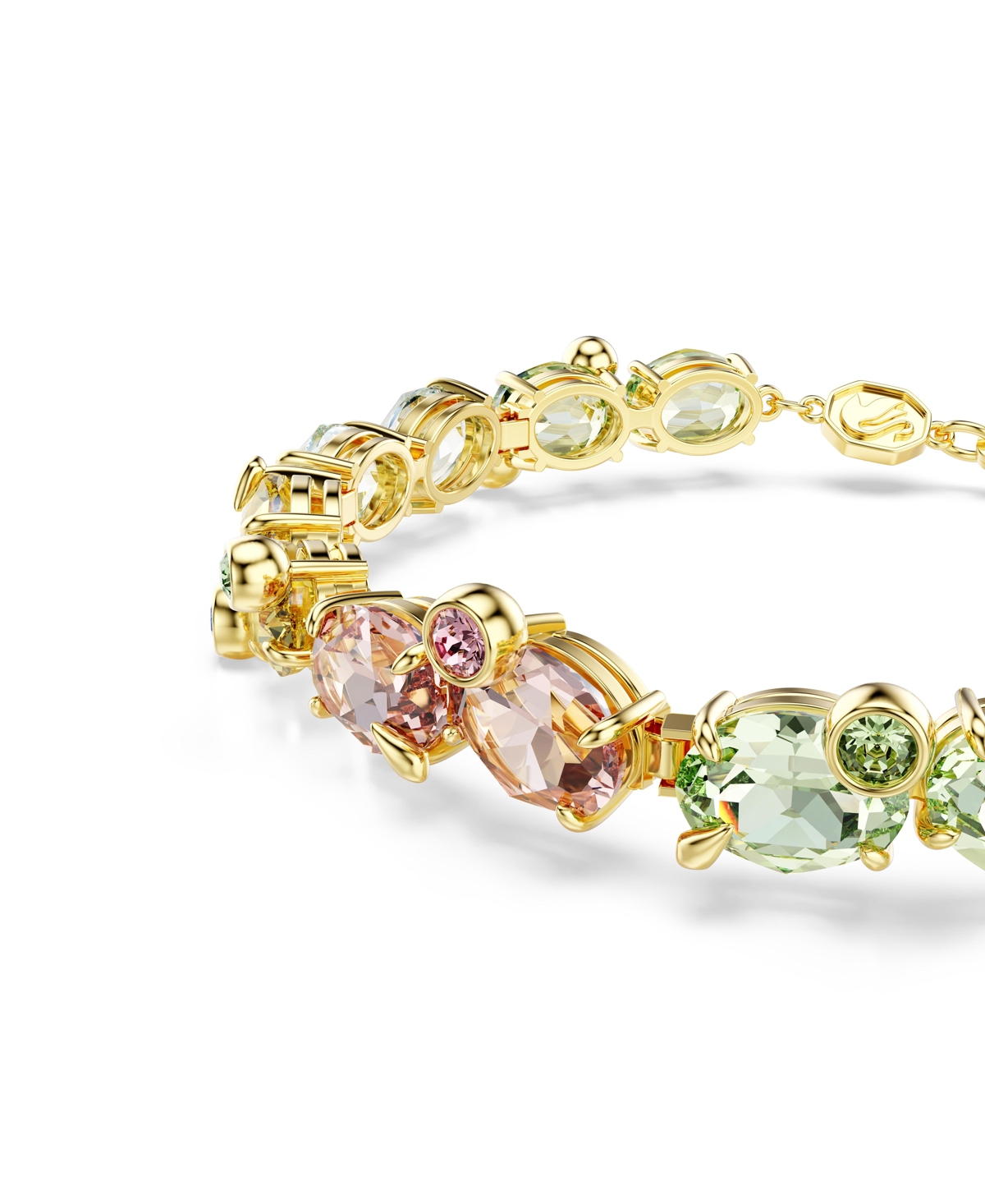 Swarovski Gema Mixed Cuts, Multicolored, Gold-tone Plated Tennis Bracelet In Multicolored
