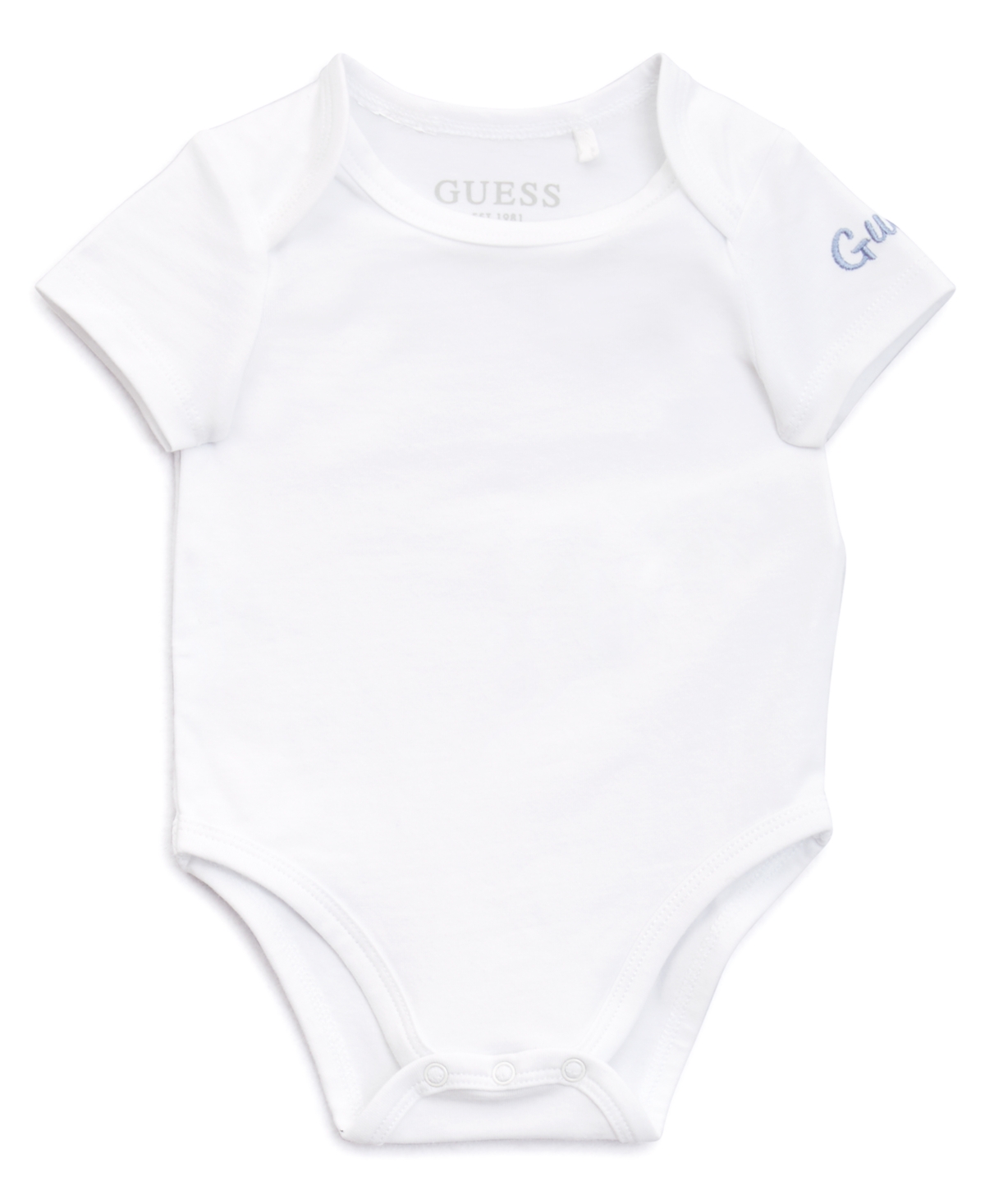 Shop Guess Baby Boys Short Sleeve Bodysuit And Bear Shortall, 2-piece Set In White