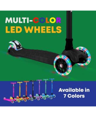 Mini 3-Wheel Kids Scooter with LED light-up wheels, 4-height adjustable handlebar, anti-slip deck & safety brake, for ages 2+, teal