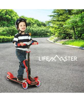 3-Wheel Kids Scooter with Foldable Seat, Adjustable Handlebar, LED Light-Up Wheels & Anti-Slip Deck, Lean-to-Steer Design for Ages 2+, Indoor/Outdoor