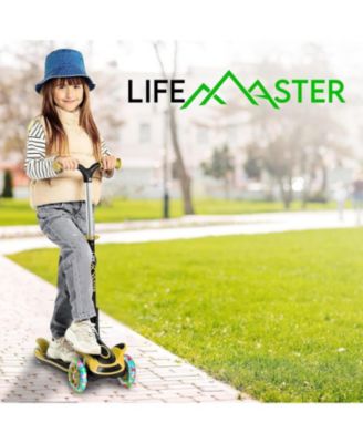 3-Wheel Kids Scooter with Foldable Seat, Adjustable Handlebar, LED Light-Up Wheels & Anti-Slip Deck, Lean-to-Steer Design for Ages 2+, Indoor/Outdoor