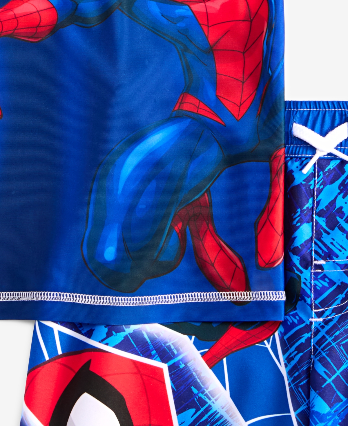 Spider-man Little Boys Rash Guard & Swim Trunks Swimsuit, 2 Piece Set In Blue