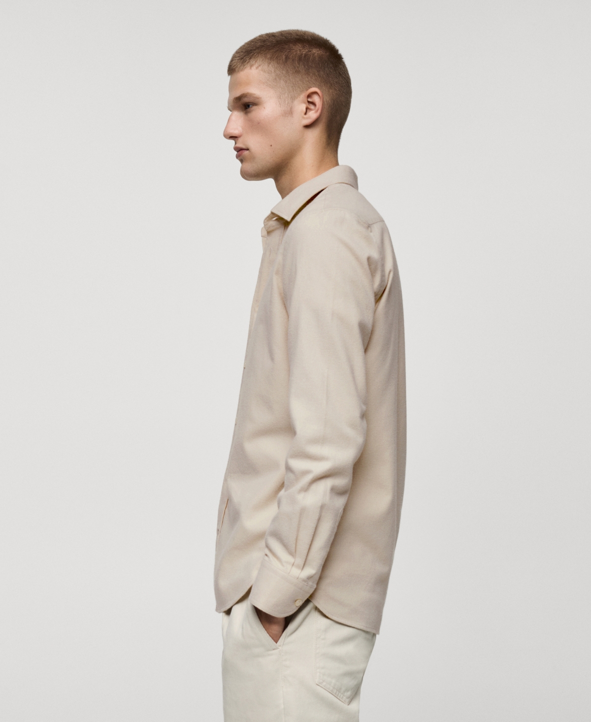 Shop Mango Men's Slim-fit Cotton Shirt In Light,pastel Gray