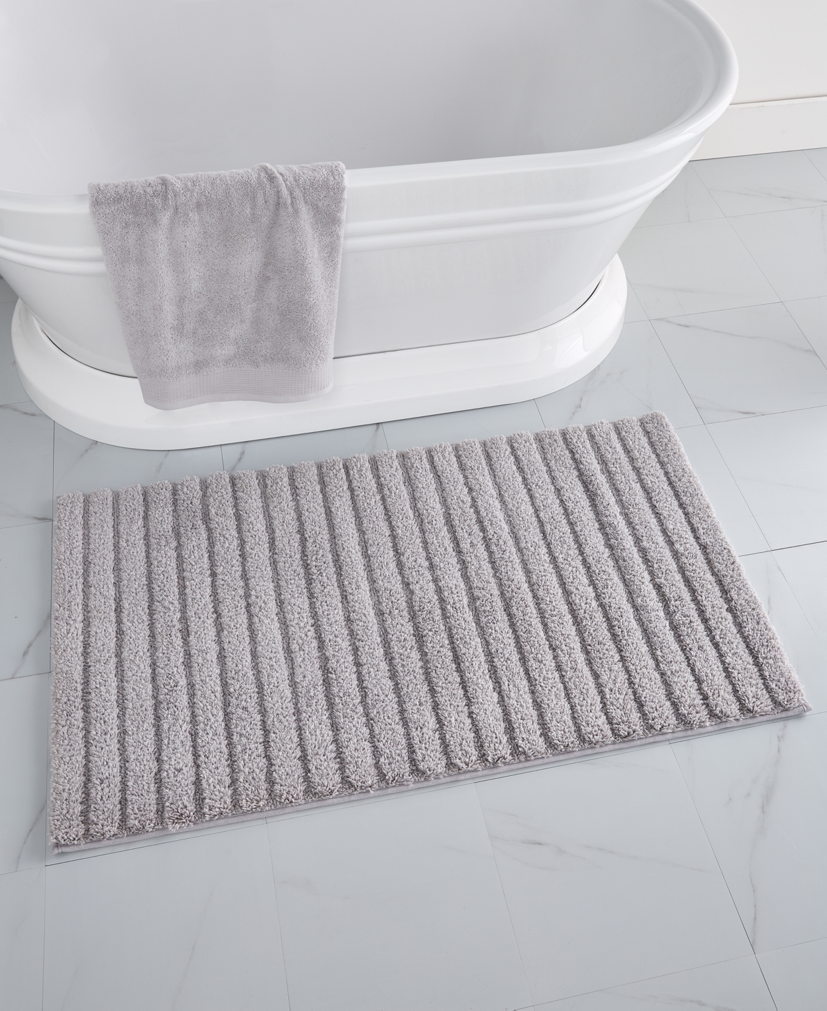 Charter Club Signature Bath Rug, 25.5" X 44", Exclusively At Macy's In Silver