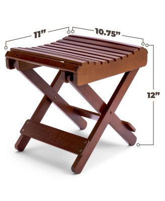 Bamboo Folding Step Stool Bench - Great for Bathroom, Spa, Sauna, Wooden Seat