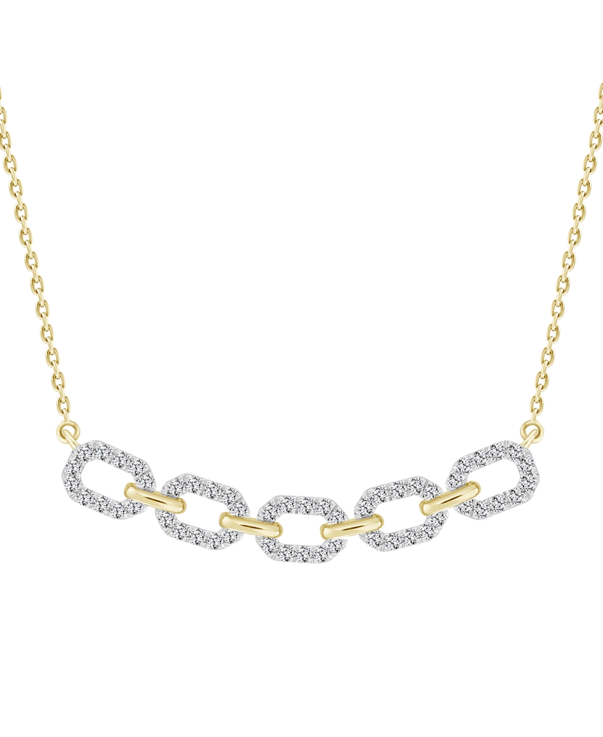 Macy's Diamond Link Collar Necklace (1/2 Ct. T.w.) In 10k Gold, 16" + 2" Extender In Yellow Gold