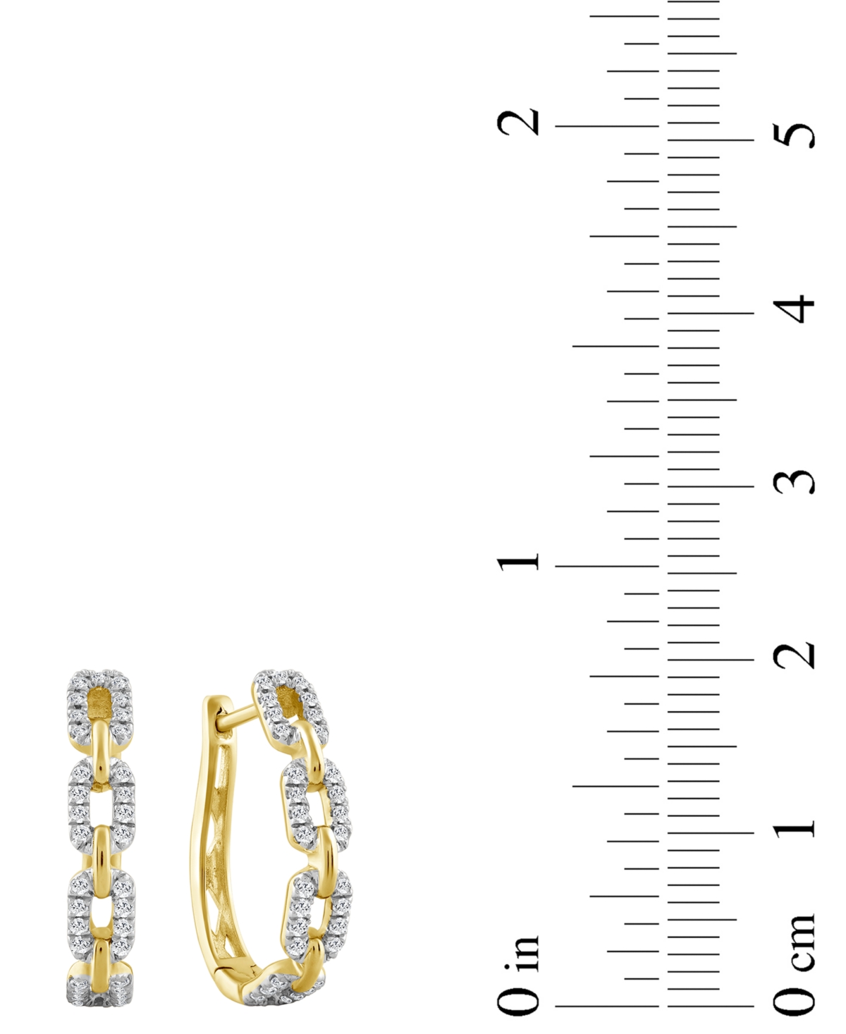 Macy's Diamond Link Oval Hoop Earrings (1/3 Ct. T.w.) In 10k Yellow Gold In Yellow Gold