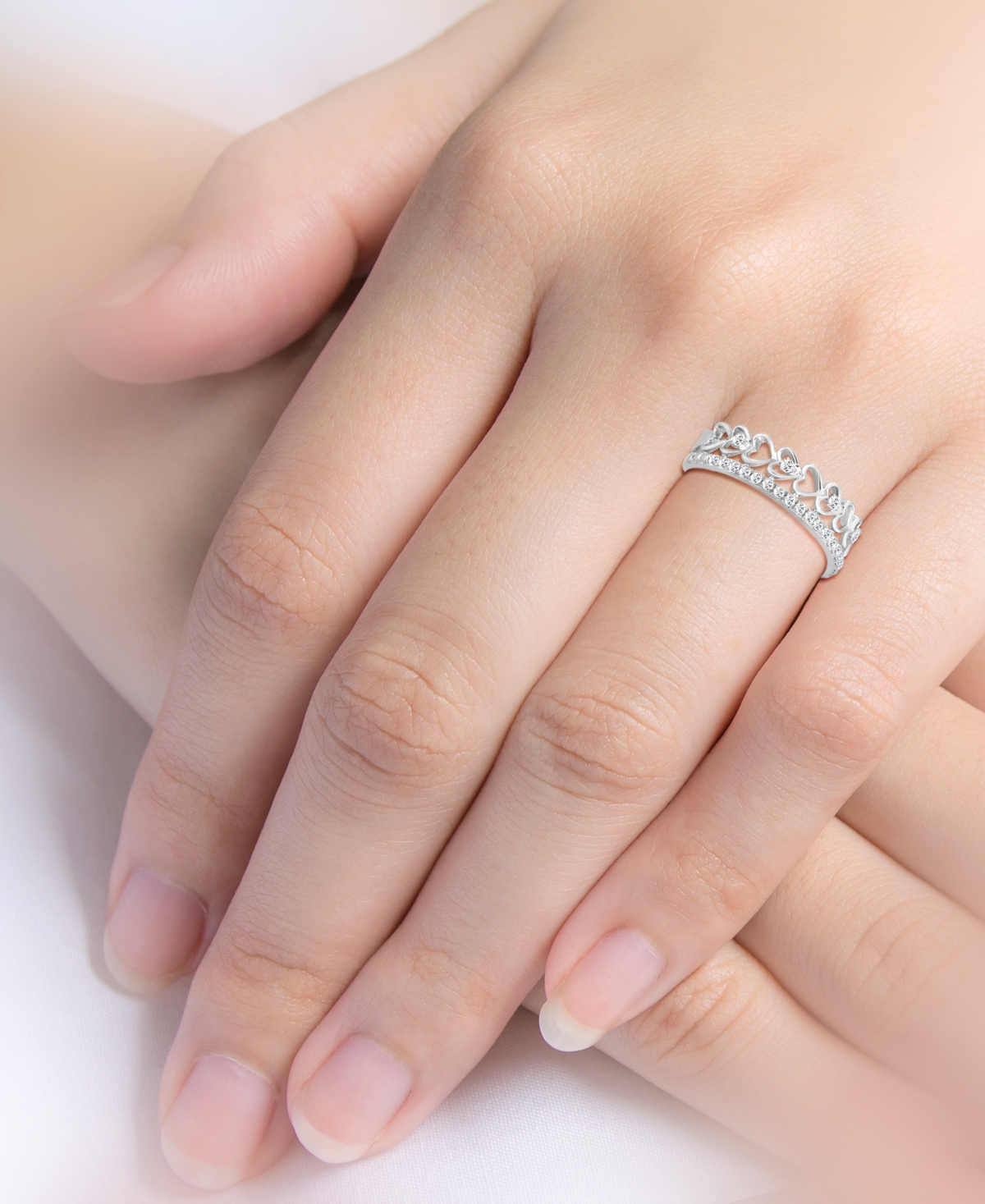 MACY'S DIAMOND TWIST DOUBLE ROW RING (1/5 CT. T.W.) IN 10K WHITE GOLD