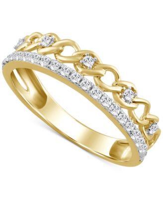 Macy's - Diamond Link Double Row Ring (1/5 ct. t.w.) in 10k Yellow Gold