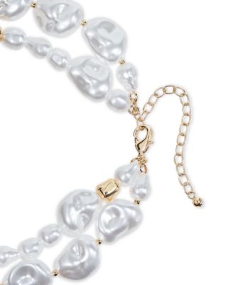 Gold-Tone Crystal Disc & Imitation Pearl Layered Pendant Necklace, 16" + 3" extender, Exclusively at Macy's