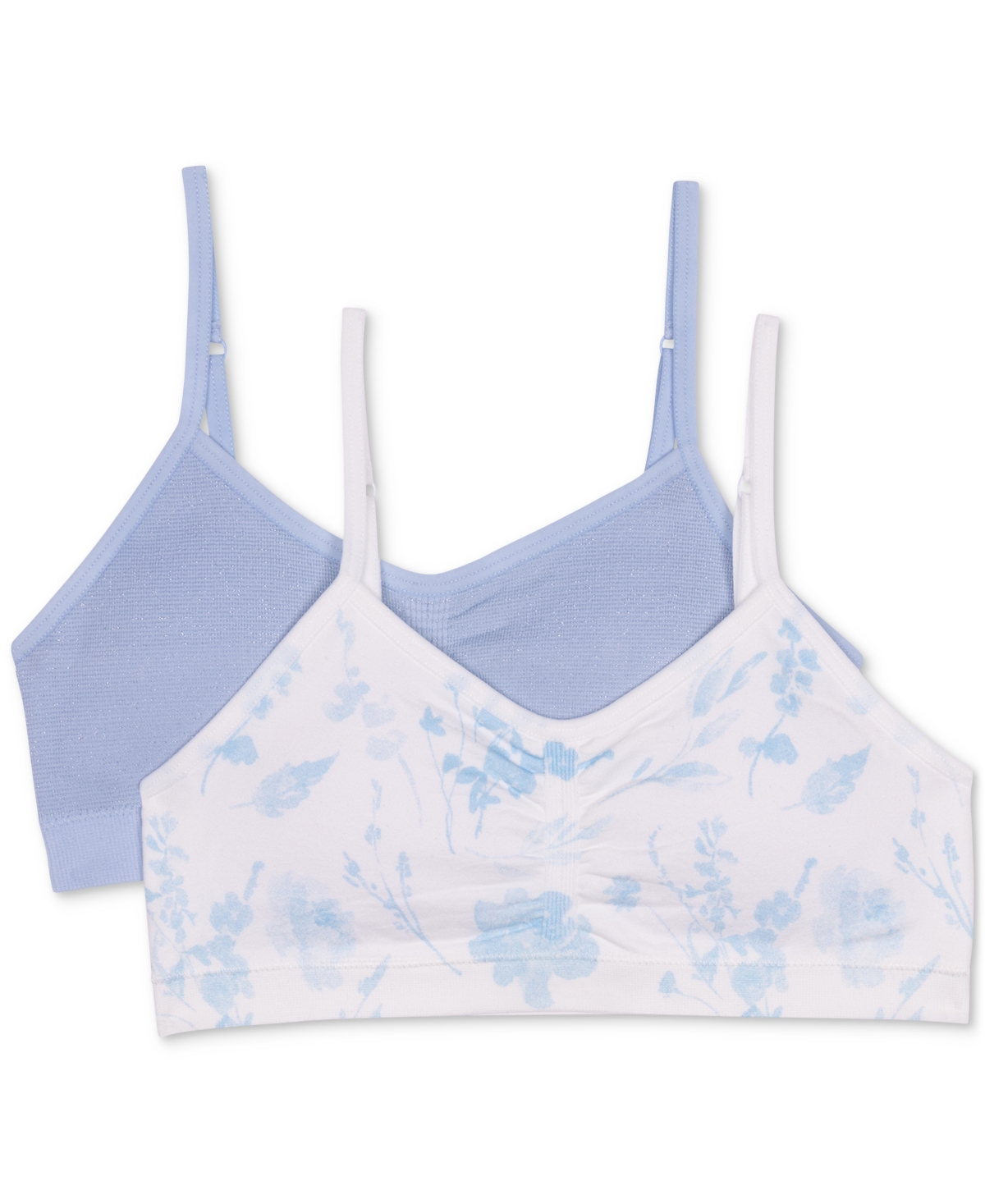 Maidenform Big Girls Seamless Ruched Crop Bras, Pack Of 2 In Skyway Lurx