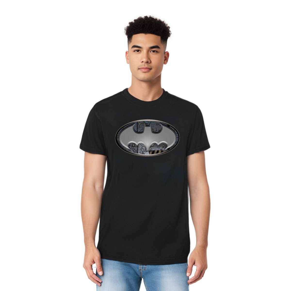 Mens Steel Wall Shield Short Sleeve Adult Tee / T-Shirt - Black
