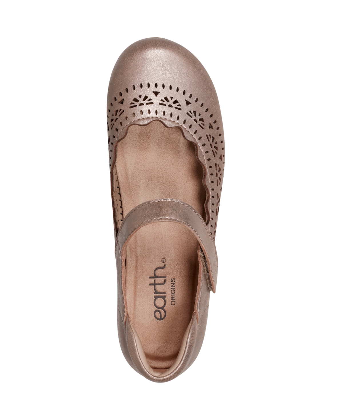 Shop Earth Women's Brady Mary Jane Round Toe Flats In Rose Gold Leather
