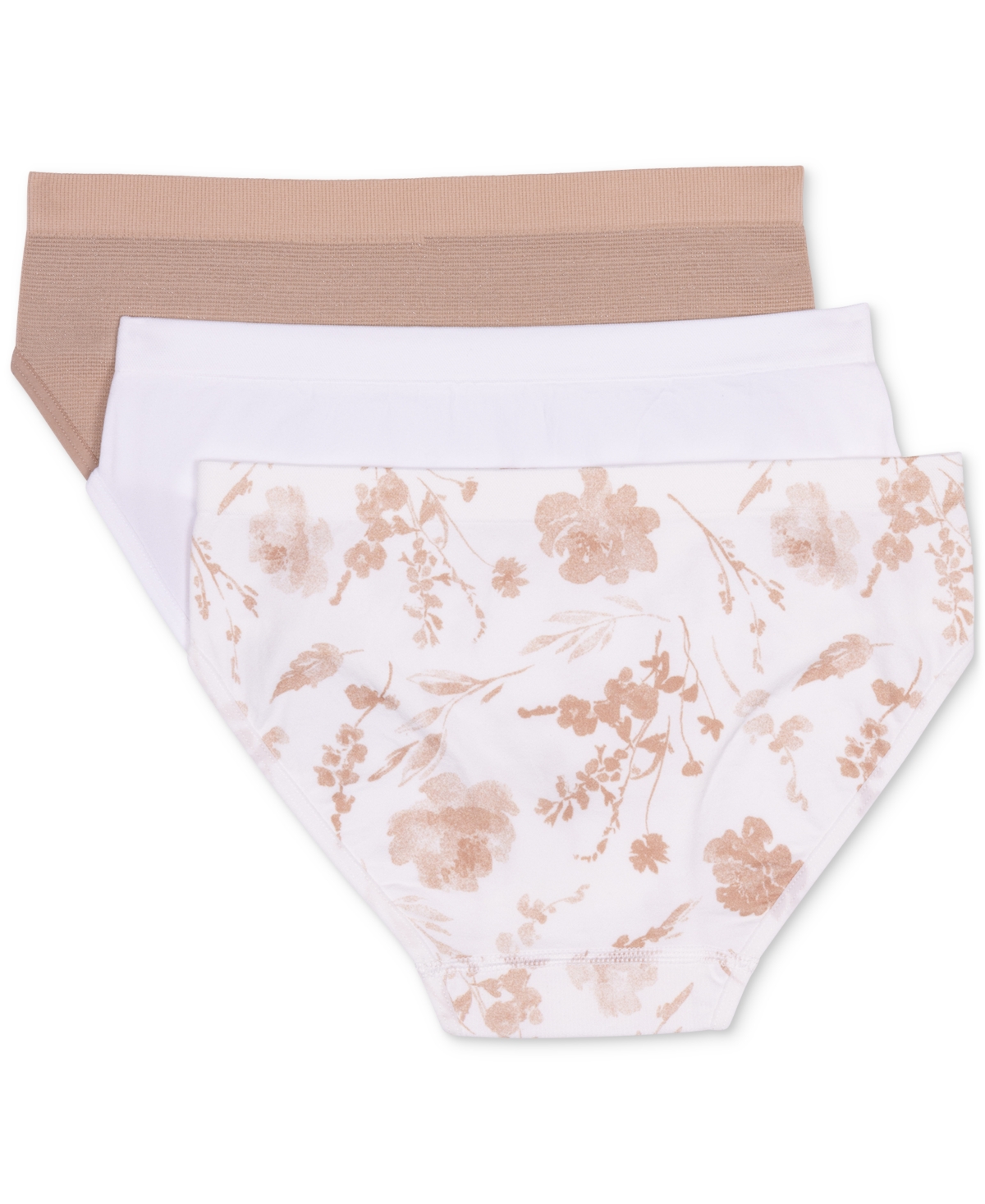 Maidenform Big Girls Seamless Hipster Underwear, Pack Of 3 In Almond Lurx