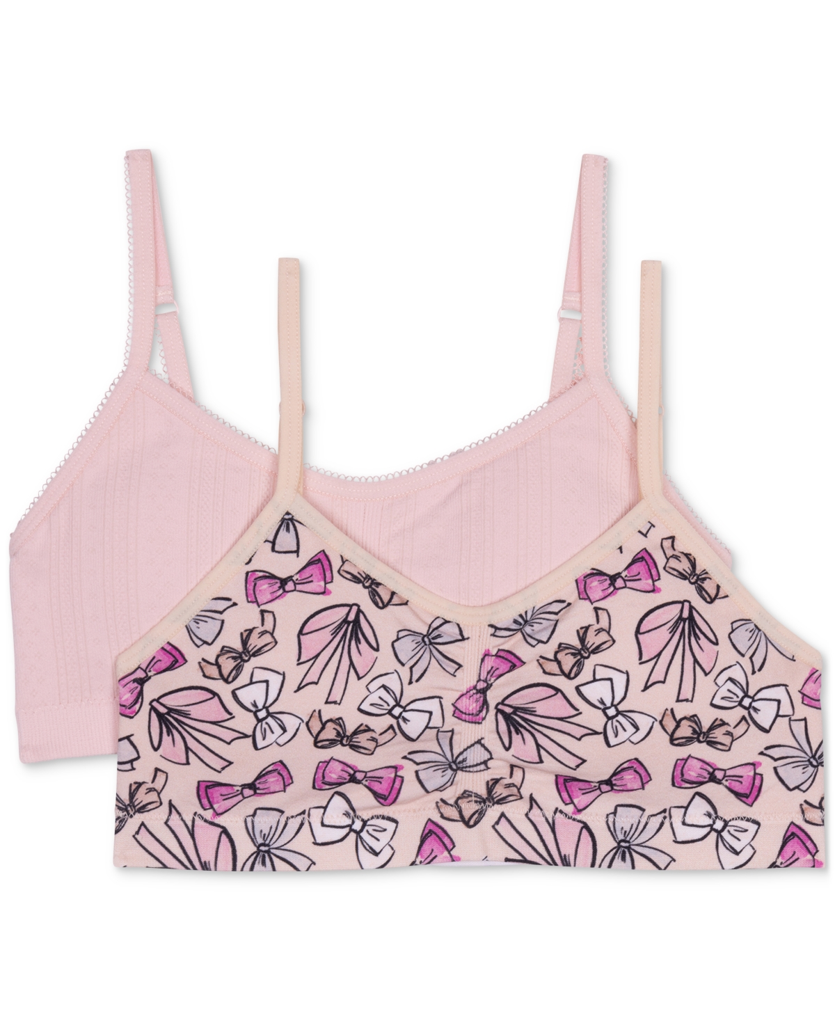 MAIDENFORM BIG GIRLS SEAMLESS RUCHED CROP BRAS, PACK OF 2 