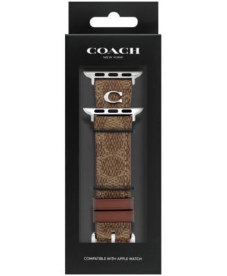 Women's Tan Coach Signature Canvas Leather Strap Band for Apple Watch 38mm, 40mm, 41mm