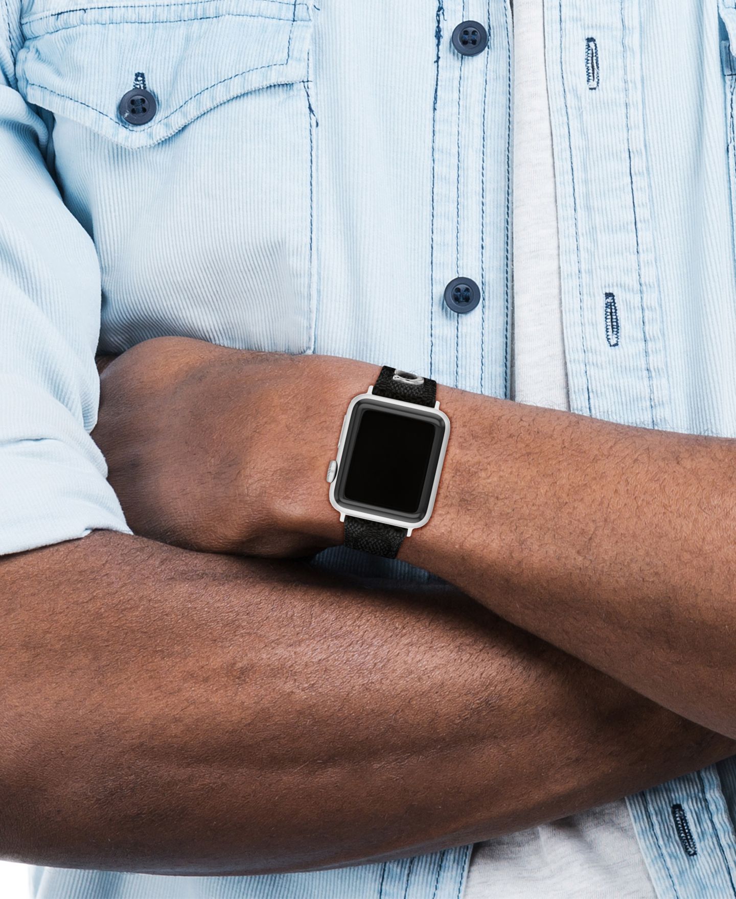 Женские ремешки для часов Black Coach Signature Canvas Leather Strap Band for Apple Watch 38mm, 40mm, 41mm — фото 6