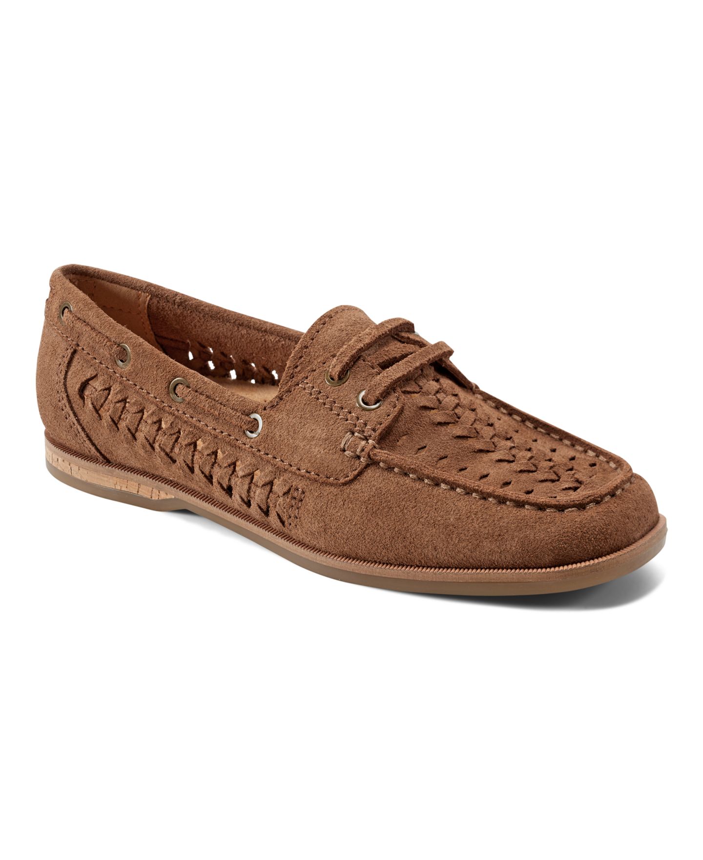 Женские туфли Earth Wishing Woven Slip-On Boat, цвет: Коньячный замшевый — фото 1