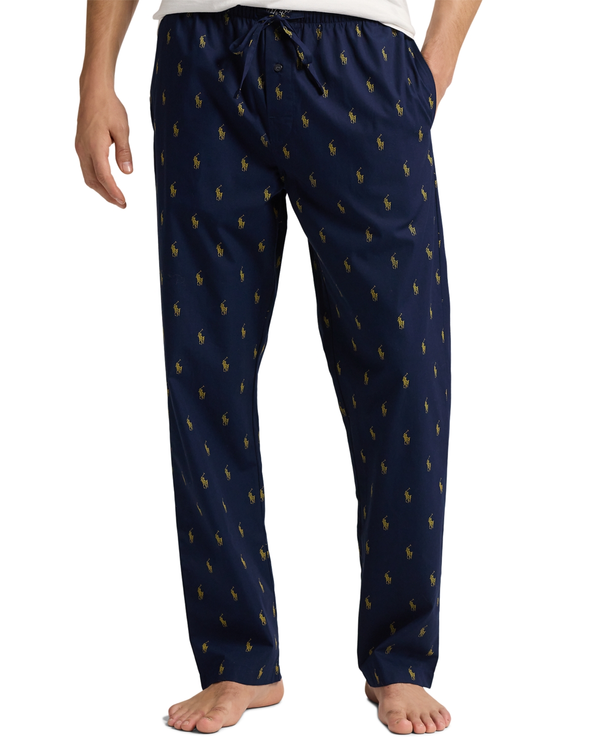 Polo Ralph Lauren Signature Pony Pajama Pant In Cruise Navy,sunfish Yellow Aopp