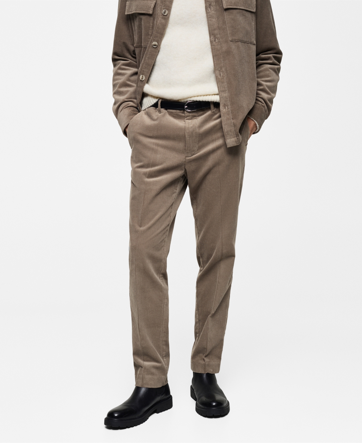 Mango Men's Slim-fit Corduroy Pants In Mink,gray