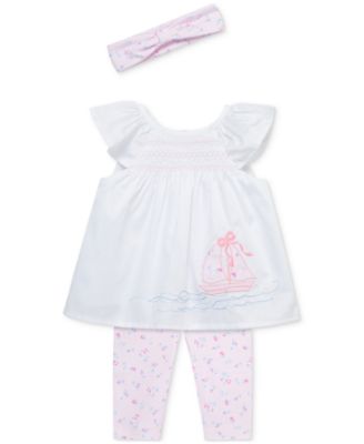 Baby Girls Rosy Breeze Cotton Tunic, Leggings & Headband, 3 Piece Set 