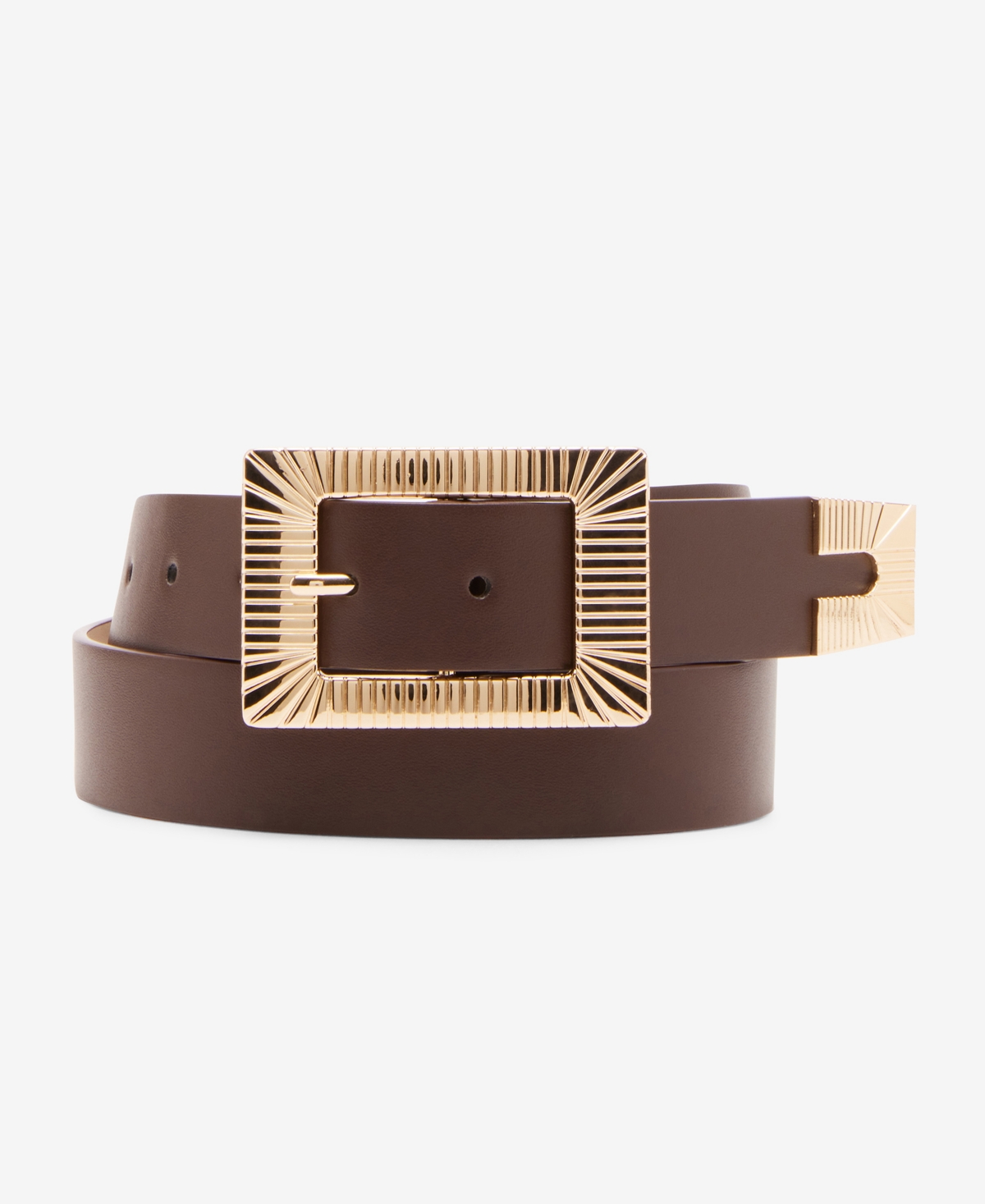 Women's Ridge-Pattern Faux-Leather Belt - Chocolate