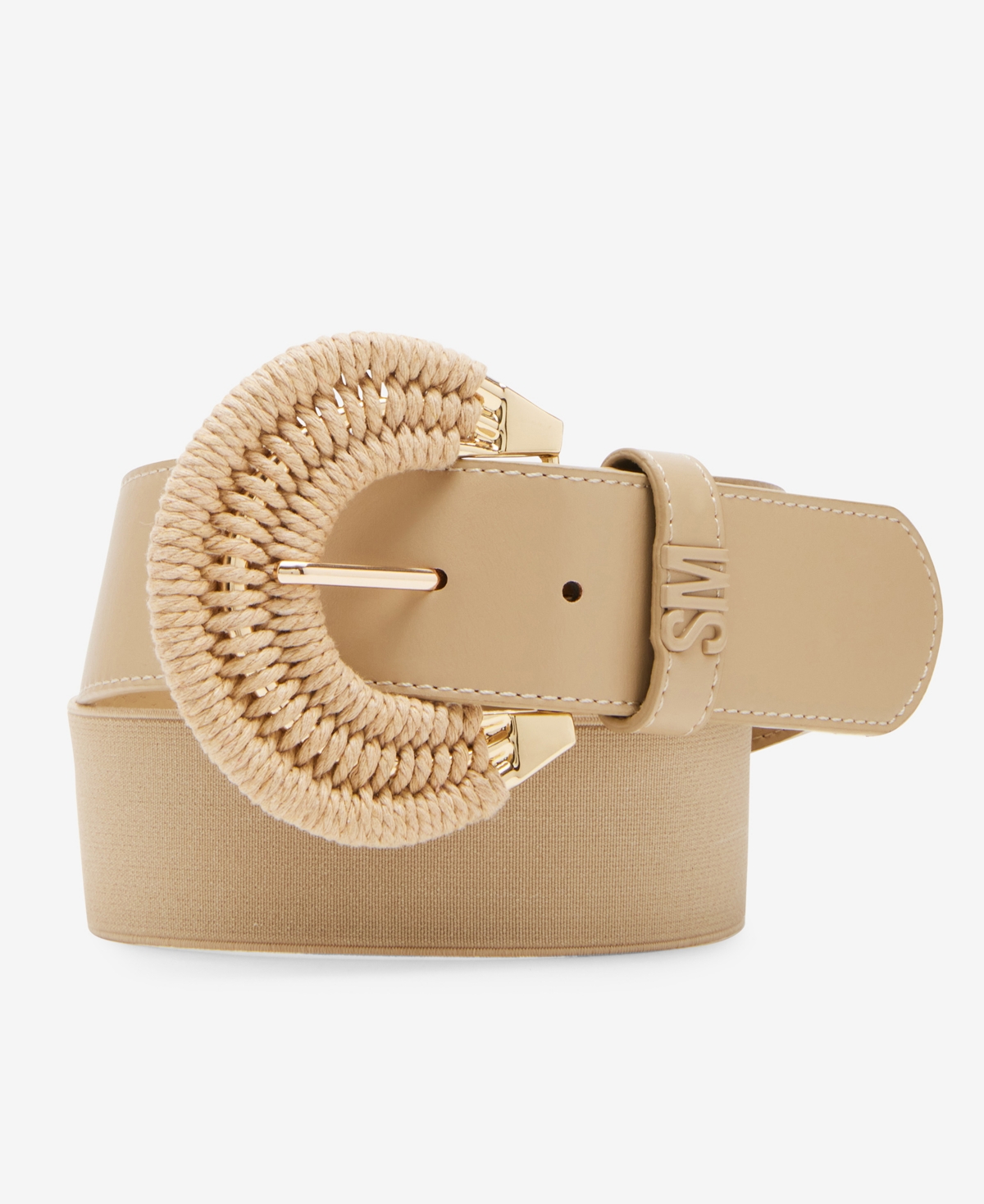 Women's Wrapped Stretch Faux-Leather Belt - Tan