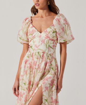 Women's Sasilia Printed Puff-Sleeve Midi Dress