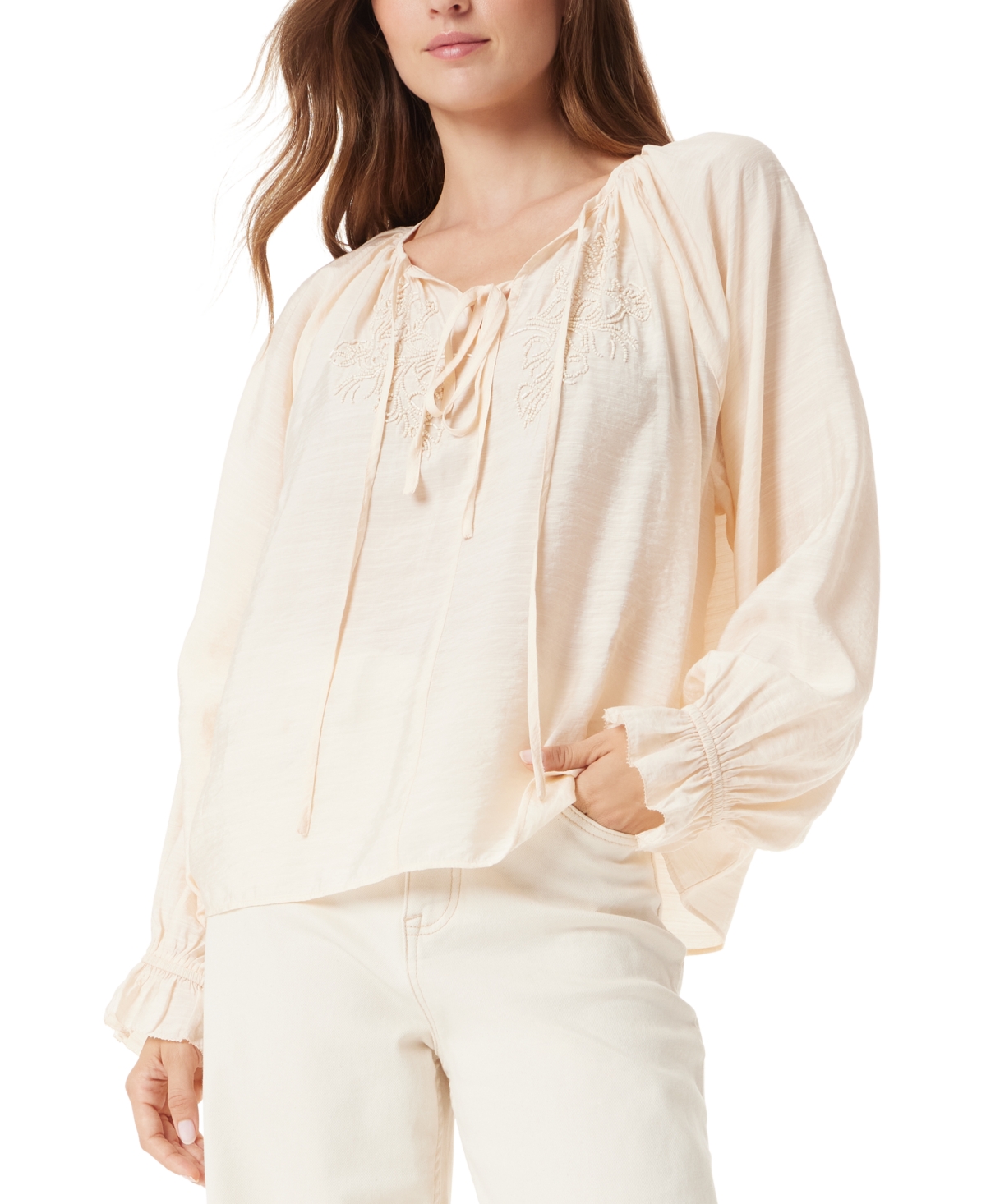 SAM EDELMAN WOMEN'S KELSIE BEAD-EMBELLISHED BLOUSON-SLEEVE BLOUSE 