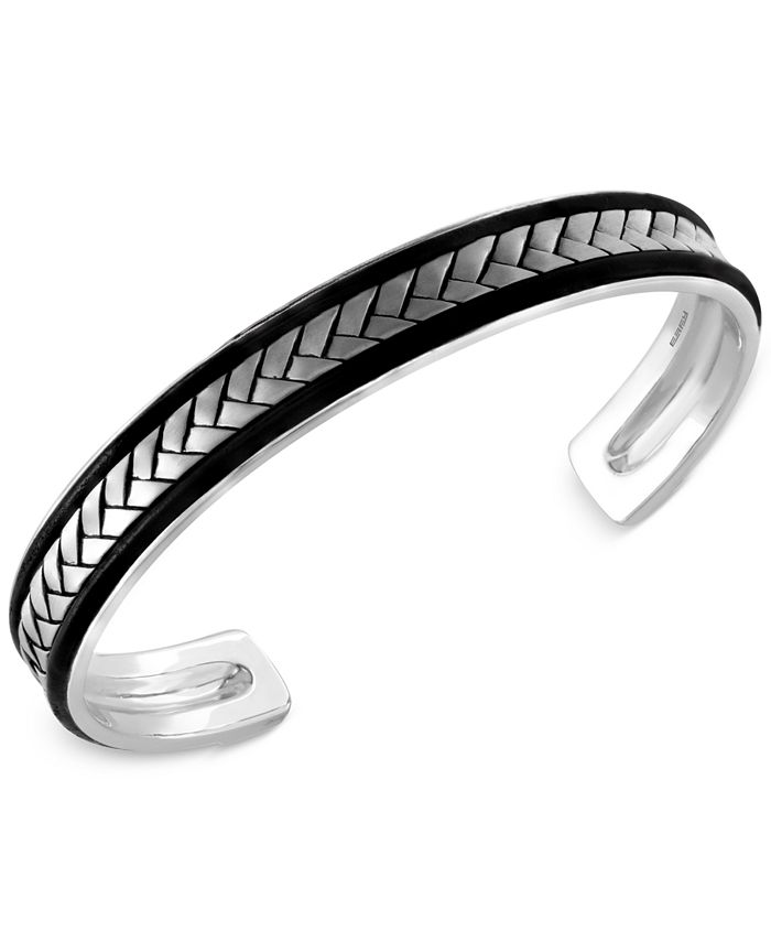 Men's Modern Sterling Silver Cuff Bracelet - Flowing Water