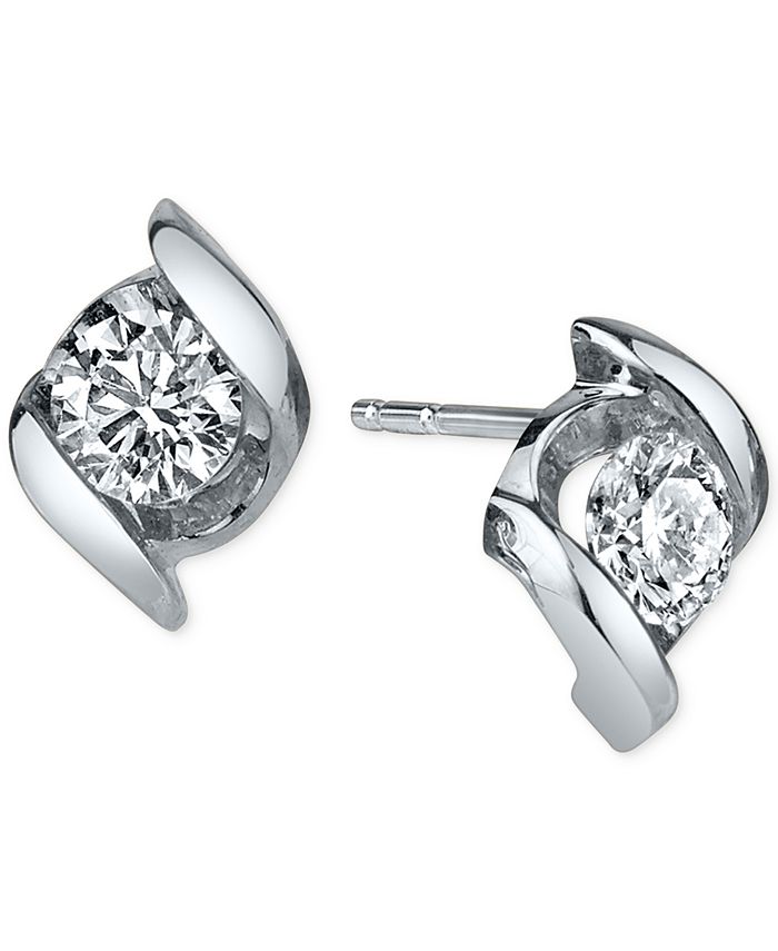 Sirena - Diamond Twist Stud Earrings (1/4 ct. t.w.) in 14k White Gold