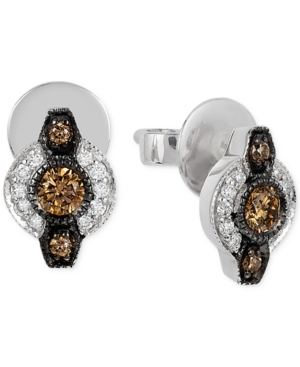 image of Le Vian Chocolatier Chocolate Deco Estate Diamond (6- 18 ct. t.w.) stud Earrings in 14k White Gold