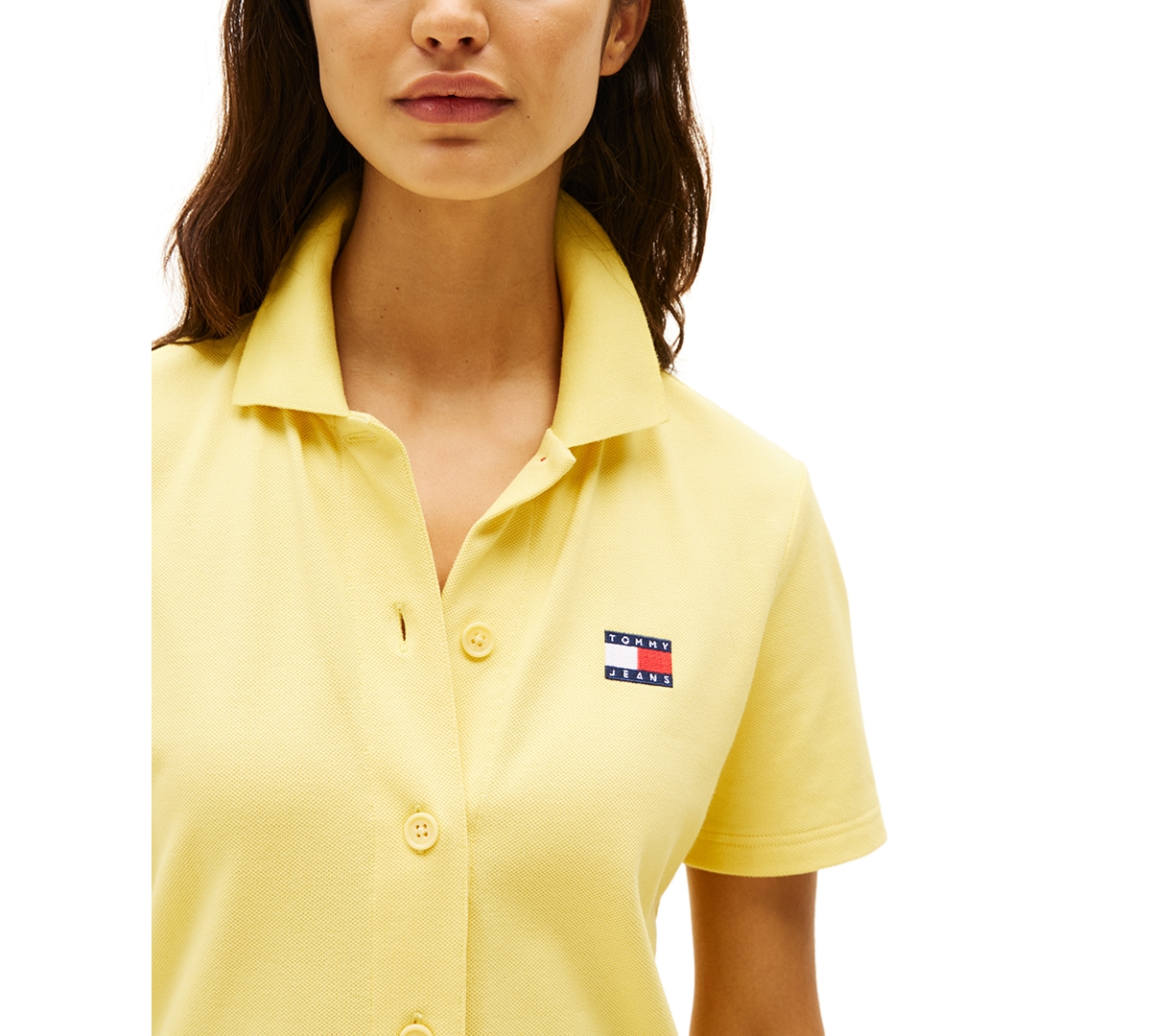 Tommy Jeans Women's Mini Short-sleeve Polo Dress In Yellow Dahlia