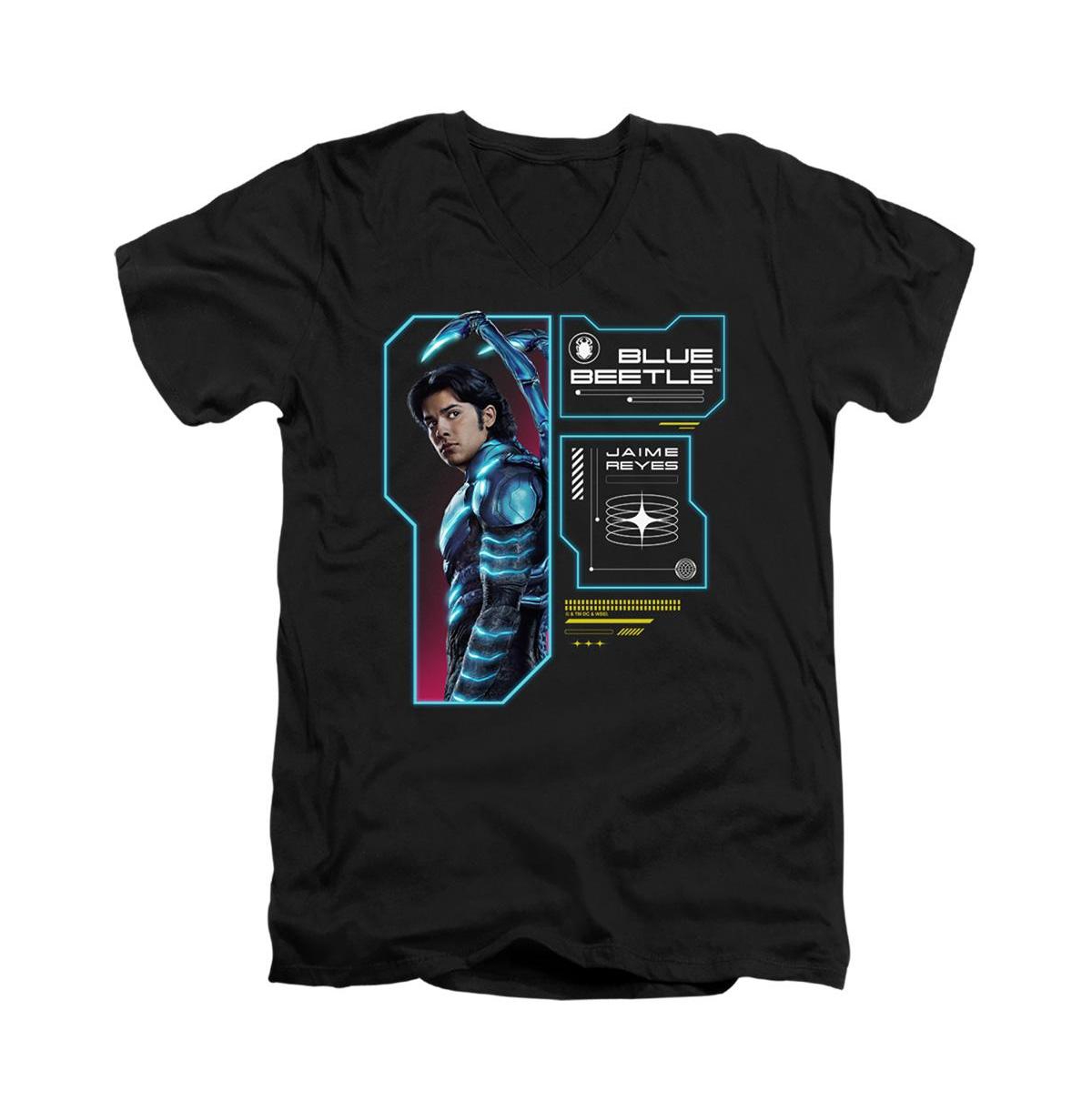 Men's Data Read Out Short Sleeve Adult V Neck Premium Cotton Tee / T-Shirt - Black