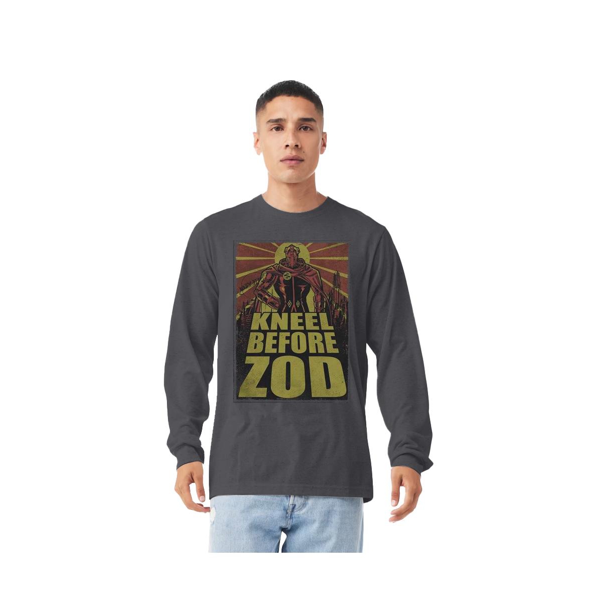 Mens Zod Poster Long Sleeve Adult Tee / T-Shirt - Charcoal