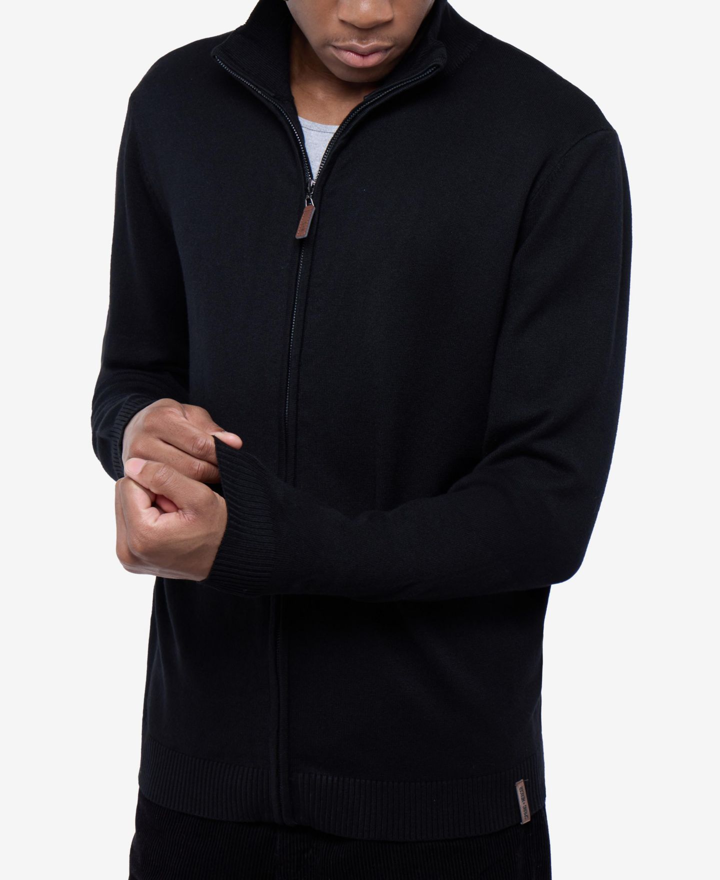 Мужской свитер SPRING + MERCER Full Zip Mock Neck, цвет: Чёрный — фото 3