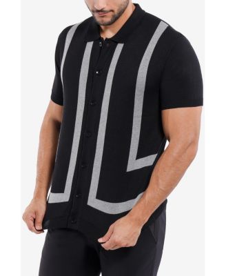 Men's Jacquard Short Sleeve Sweater Polo