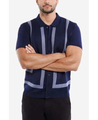 Men's Jacquard Short Sleeve Sweater Polo