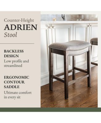Adrien Backless Saddle Kitchen Counter Stool, Walnut Finish, Set of 4