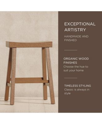 Vincent Wooden Rustic Aesthetic Kitchen Counter Stool, Set of 4