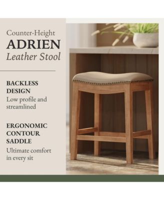 Adrien Counter Stool, Weathered Oak, Avanti Bone Leather, Set of 4