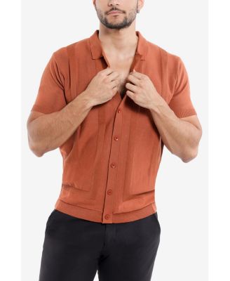 Men's Classic Ribbed Texture Polo Sweater