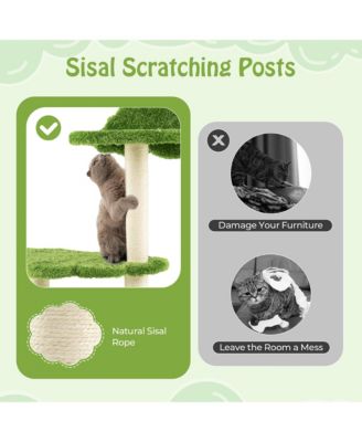 38'' Cute Cat Tree Cat Condo Furniture w/ Fully Wrapped Sisal Scratching Posts