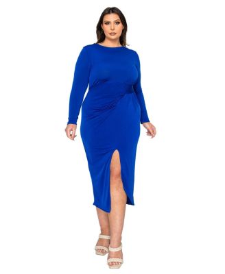 Plus Size Estelle Ruched Bodycon Midi Dress