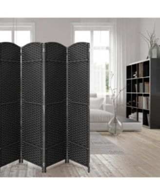 8 Panel Room Divider Panel, 6 ft. Tall Extra Wide Double Hinged Panels - Folding Privacy Screens - Gray Line