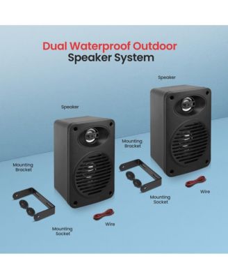 3.5” 2-Way Bluetooth Wireless Speaker System - Waterproof, 200W Max Power, 1/2” Tweeter, Compact Design