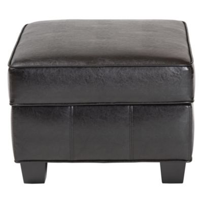 Agustus Brown Leather Storage Ottoman
