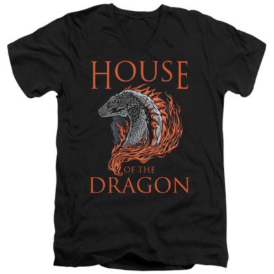 Men's Hod Dragon Illustration Short Sleeve Adult V Neck Premium Cotton Tee / T-Shirt