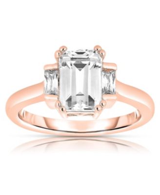 Dazzling Sterling Silver Cubic Zirconia Asscher-cut Band Ring